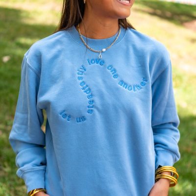 Swirly Motto 'Let Us Steadfastly Love One Another' Crewneck Sweatshirt - Delta Delta Delta