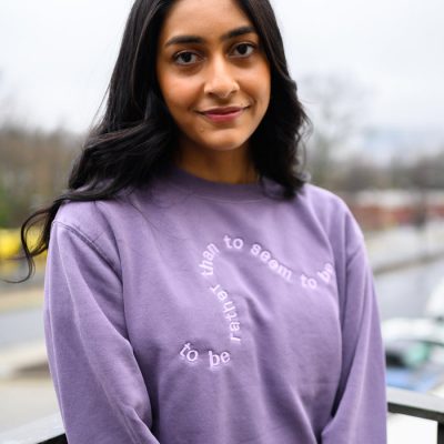 Swirly Motto "To Be Rather Than To Seem To Be" Crewneck Sweatshirt (Delta Phi Epsilon)