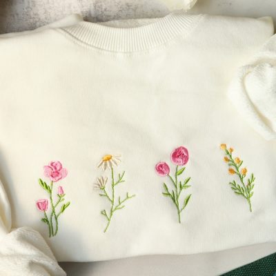 Wildflowers Crewneck Sweatshirt Embroidered