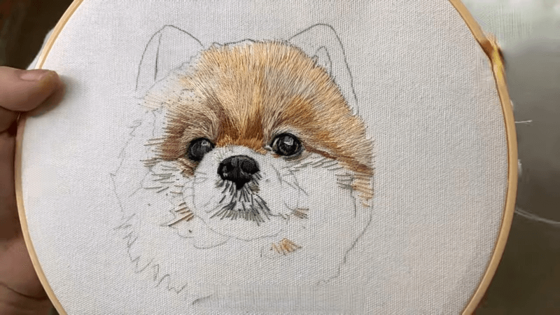 Hand-embroidered pet portrait dog embroidered sweatshirt