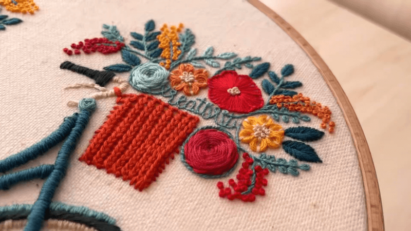 embroider a gift of embroidered bicycle with flowers