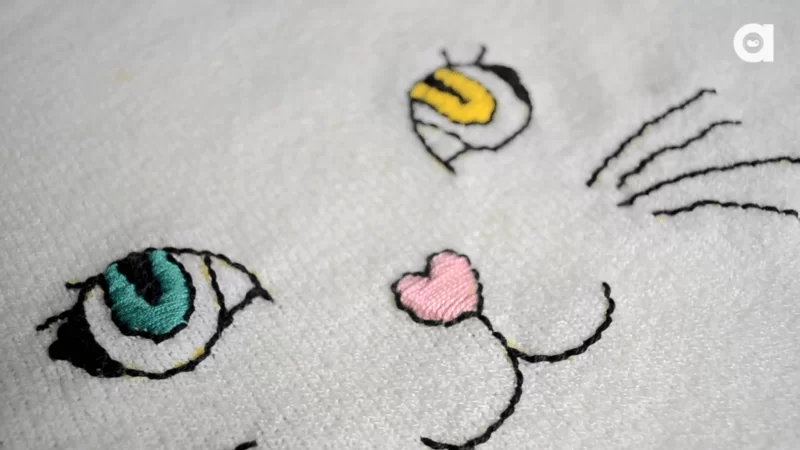 cute cat portrait on fabric